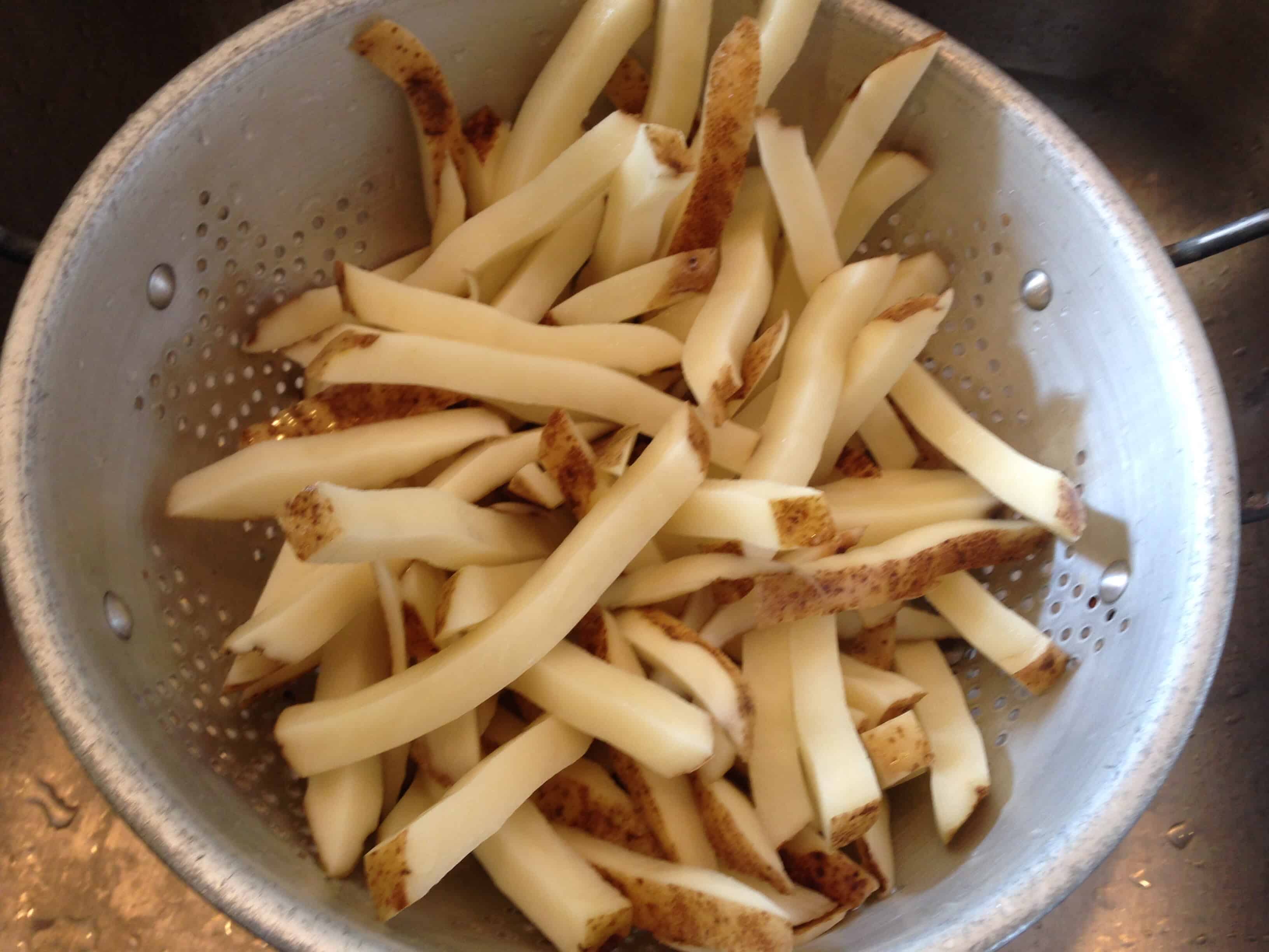 Draining the water off the fries before they go in the air fryer