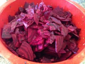 Beet Slices ready for dehydrator