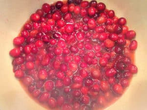Making the cranberry mustard