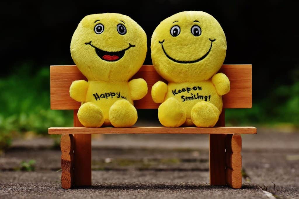 Smiley Bears on Bench