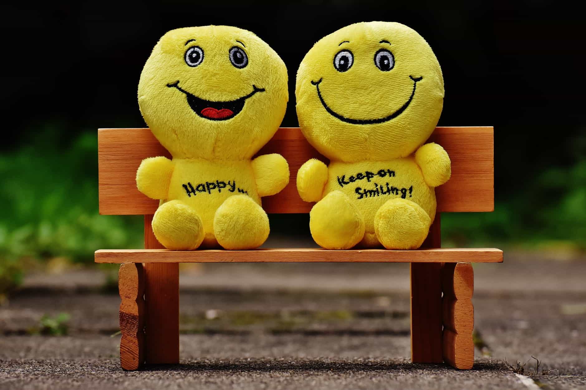 Smiley Bears on Bench