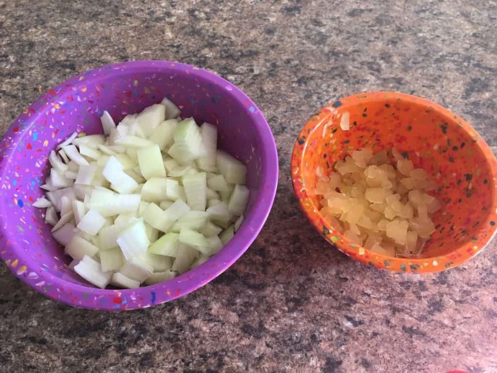 Onions and garlic for the pressure canned venison meat