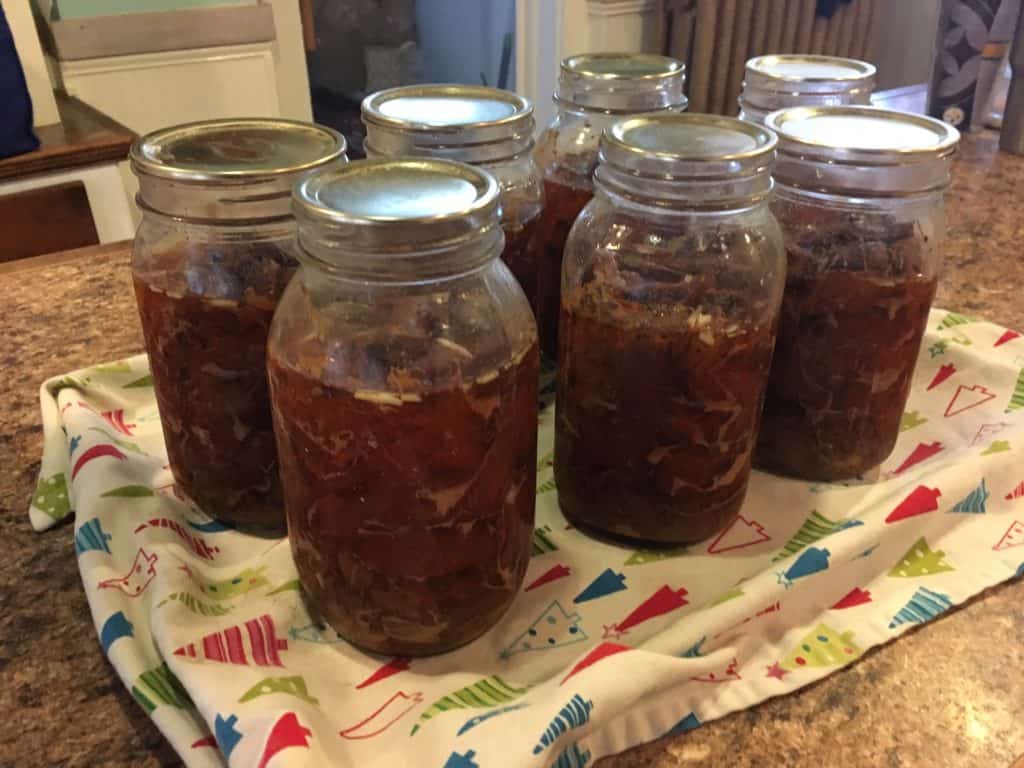 Jars of pressure canned venison stew meat