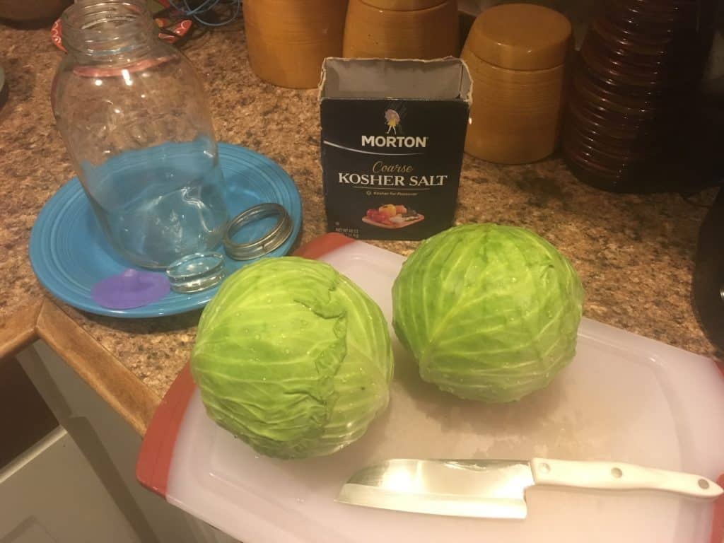 Preparing the cabbage to make sauerkraut