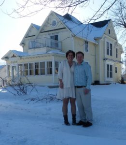 Wedding photo in front of our 1880 Victorian home