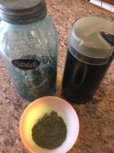 Grinding our herbs and spices in coffee grinder