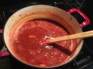 Making jam in my enameled dutch oven pot