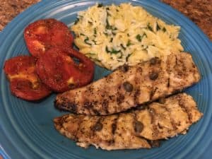 Easy Smoked Fish Dinner with Parmesan Orzo and Grilled Tomatoes