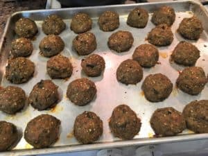 Eggplant turkey meatballs, after they came out of the oven.