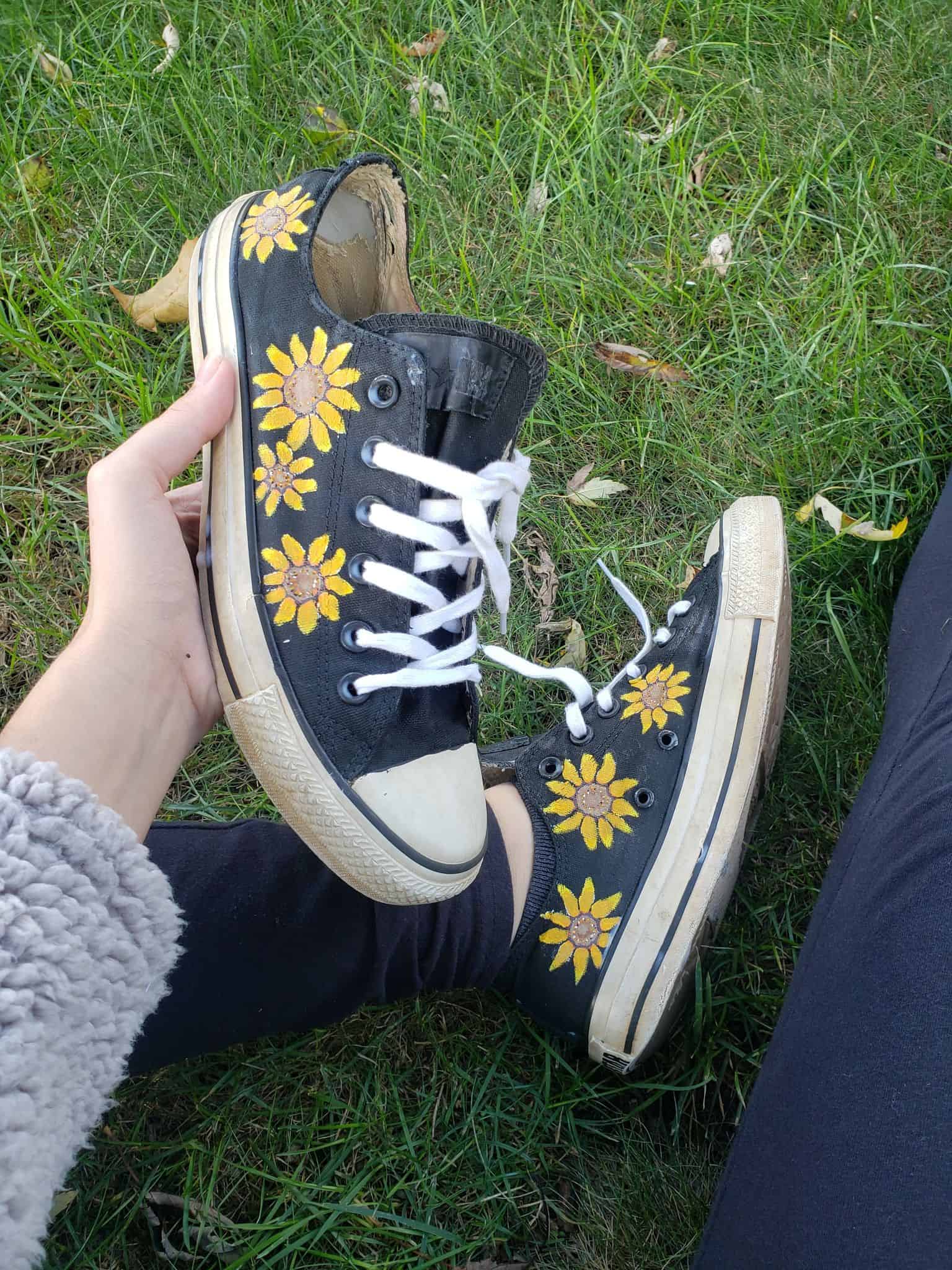 How to Paint Shoes in 5 Easy Steps, DIY Sunflower Shoes