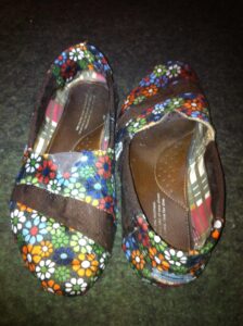 Darcy's upcycled Toms shoes project