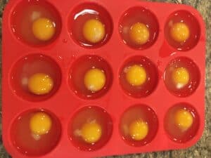 Freeze eggs in a silicone muffin pan