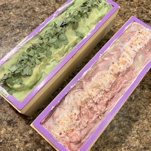 Photo of two loaves of custom soap made for wedding favors at a small spring wedding