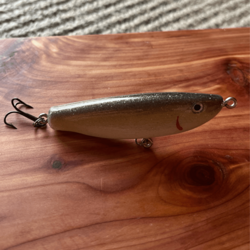 Alternate view of handmade Marshall's Minnows fishing lure in Black Shad color