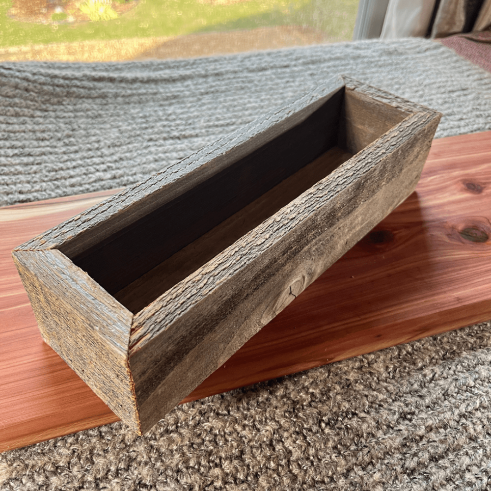 Alternate view flatlay photo of medium sized reclaimed trough for building your own gift bundle