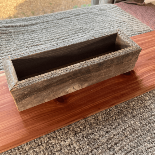 Alternate view flatlay photo of medium sized reclaimed trough for building your own gift bundle
