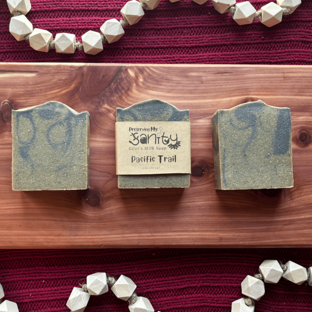 Flatlay photo of Pacific Trail goat's milk soap