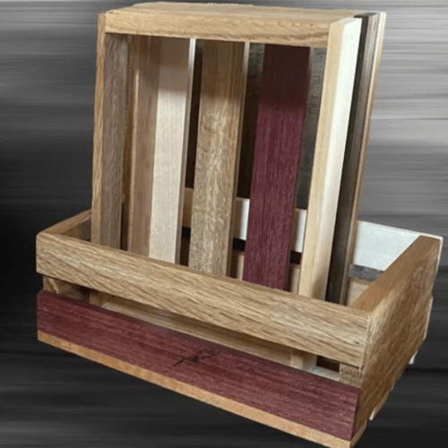 Photo of two multi-wood gift crates perfect for gift giving