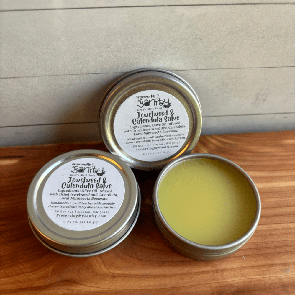 Two tins of Jewelweed and Calendula salve