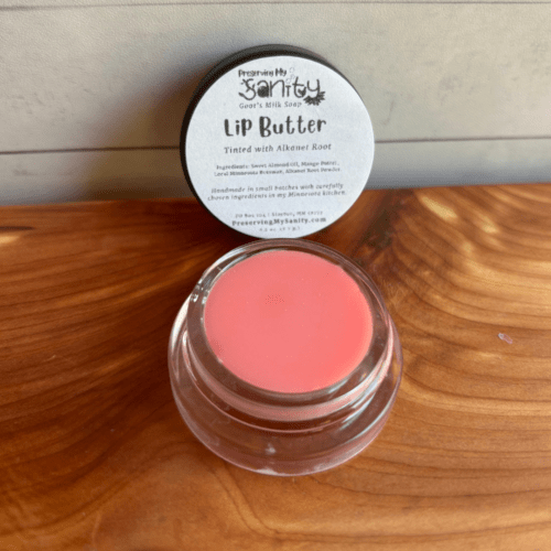 One jar of pink tinted butter, made with nourishing ingredients and local Minnesota beeswax