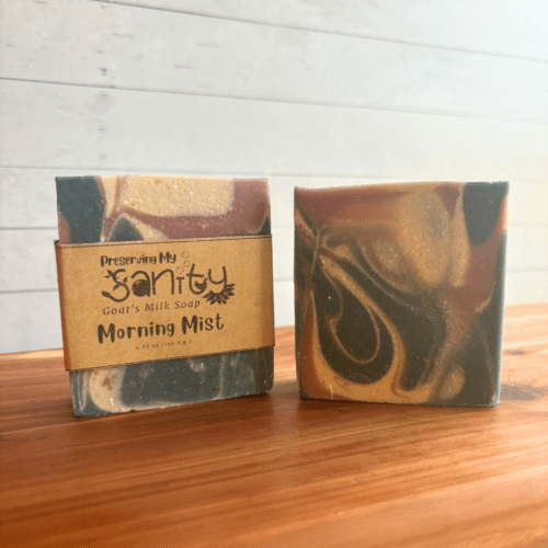 Alternate view photo showcasing two bars of Morning Mist goat milk soap