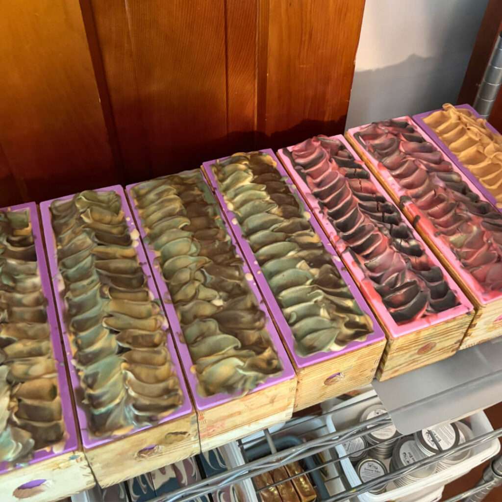 Multiple types of soap and other products